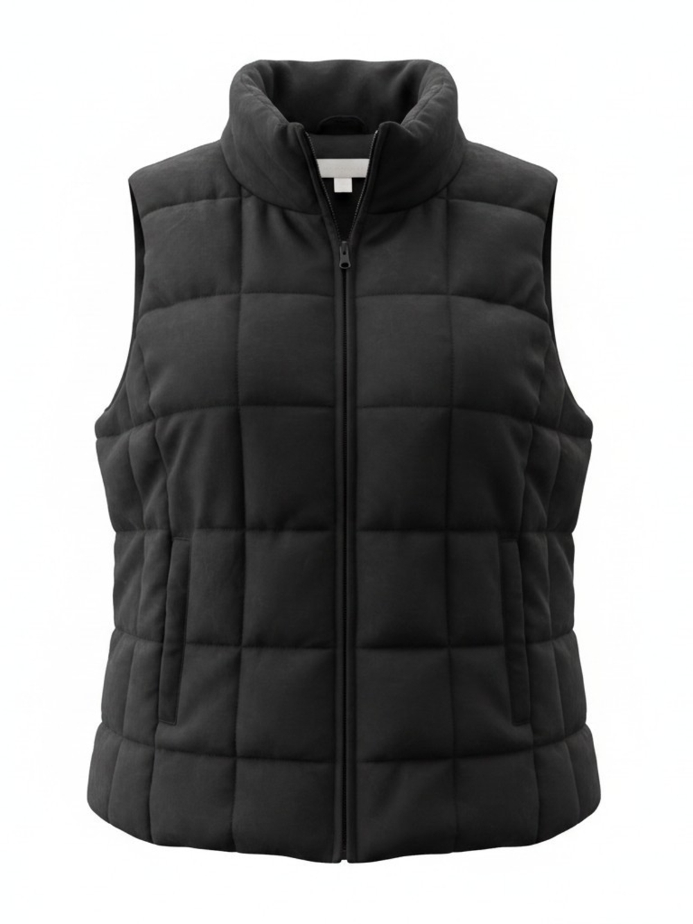 New York & Company Black Quilted Vest with Label